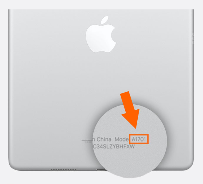 Find model kode på bagsiden af iPad