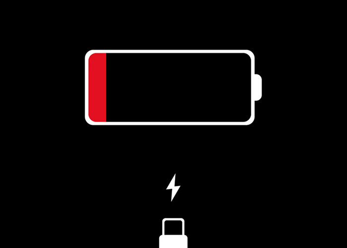 Illustration af batteri med lav strøm i det røde felt