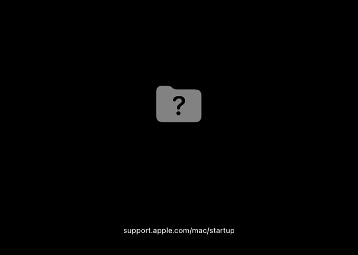 Screenshot af spørgsmålstegn fejl på en Mac